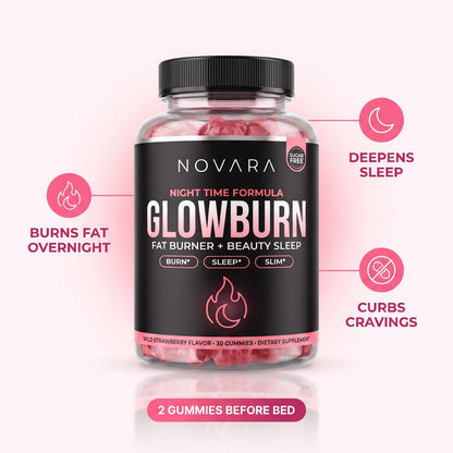 GlowBurn |Nighttime Fat Burner Gummies for Woman with Melatonin - Wild Strawberry